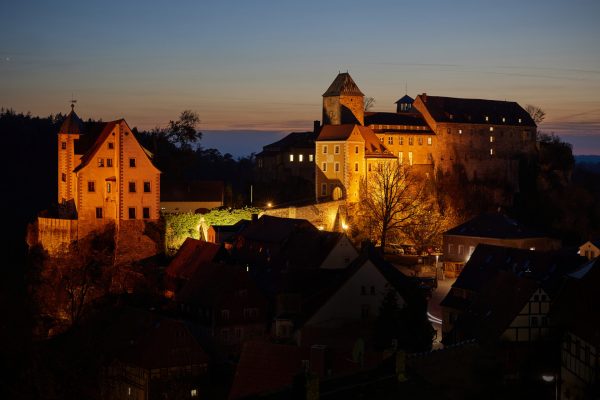 Die Burg Hohnstein bei Nacht